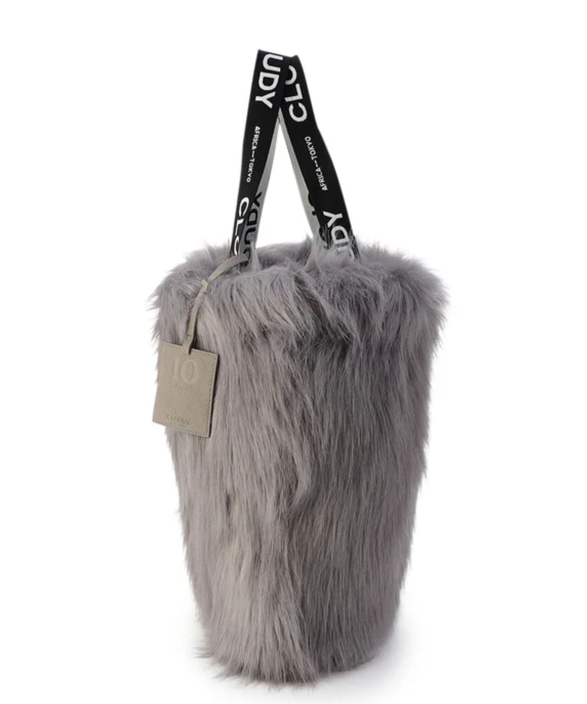 Logo handle Eco fur Tote Bag (Large) BLUEGRAY