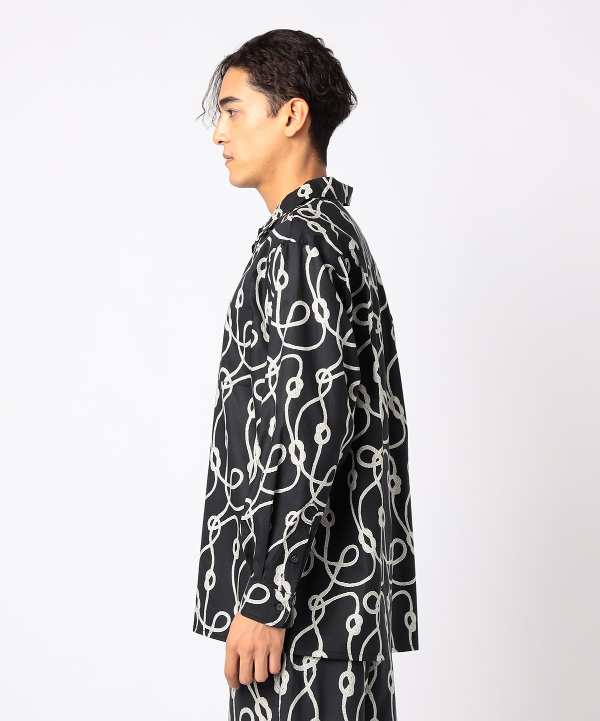 African Textile Long Sleeve Shirt BLACK