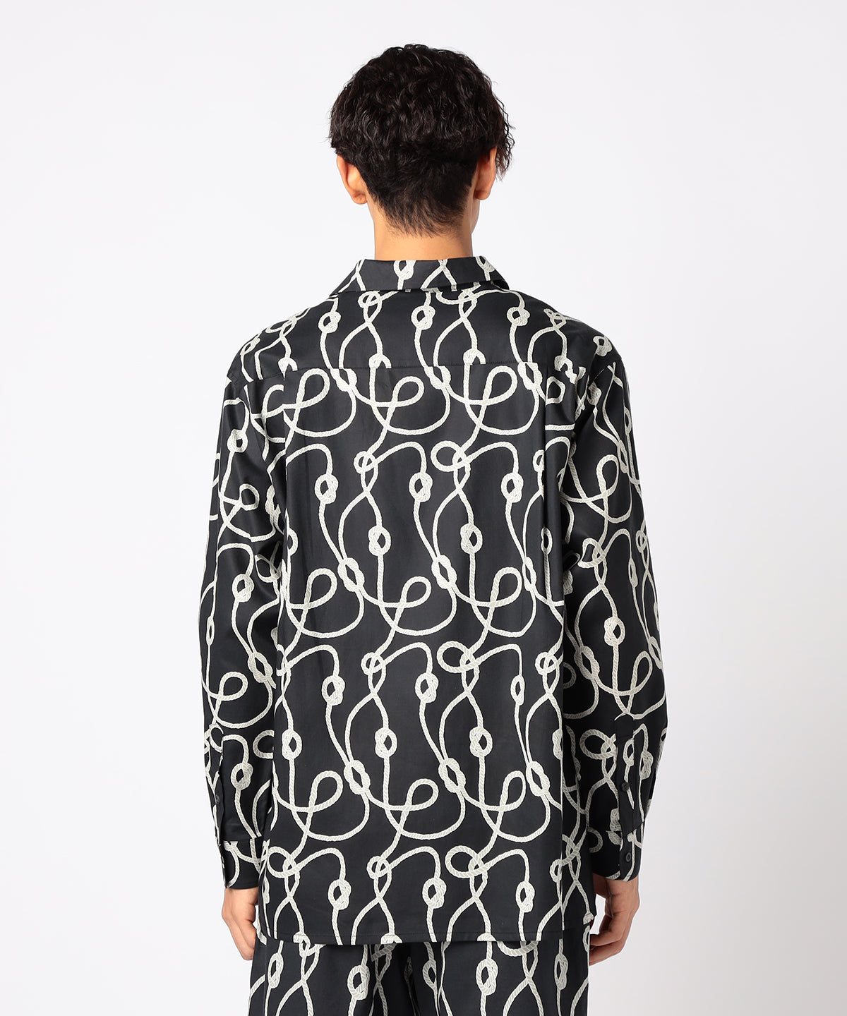 African Textile Long Sleeve Shirt BLACK