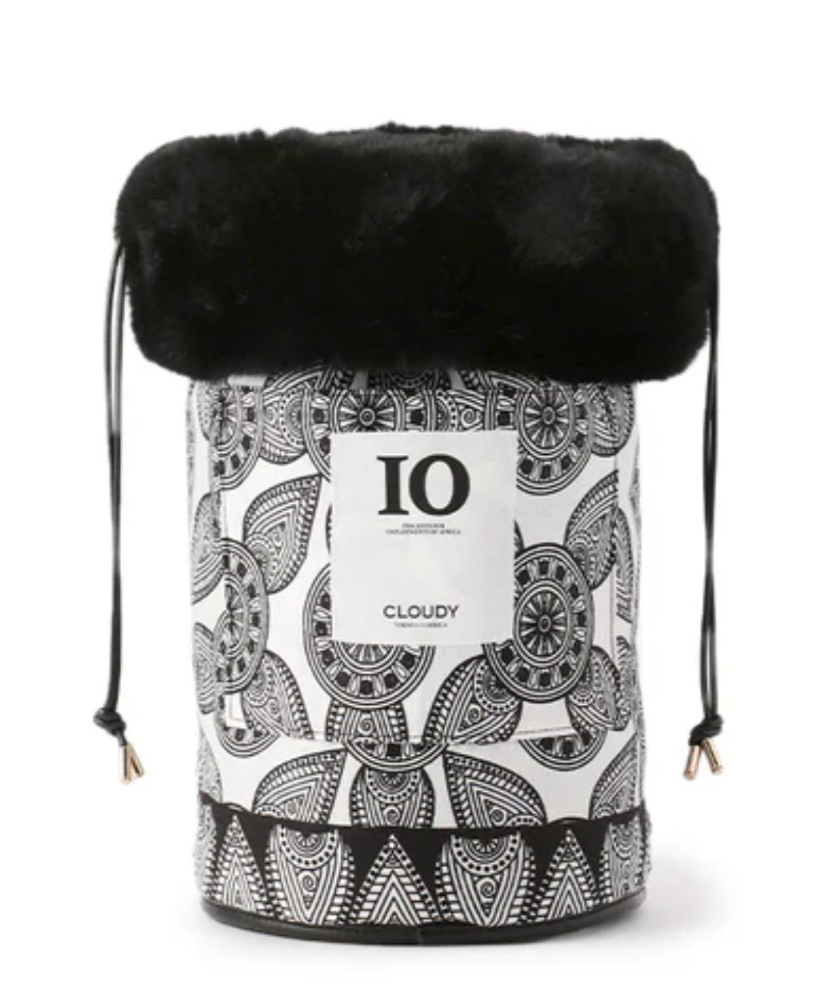 Eco Fur Drawstring Bag(Medium)BLACK