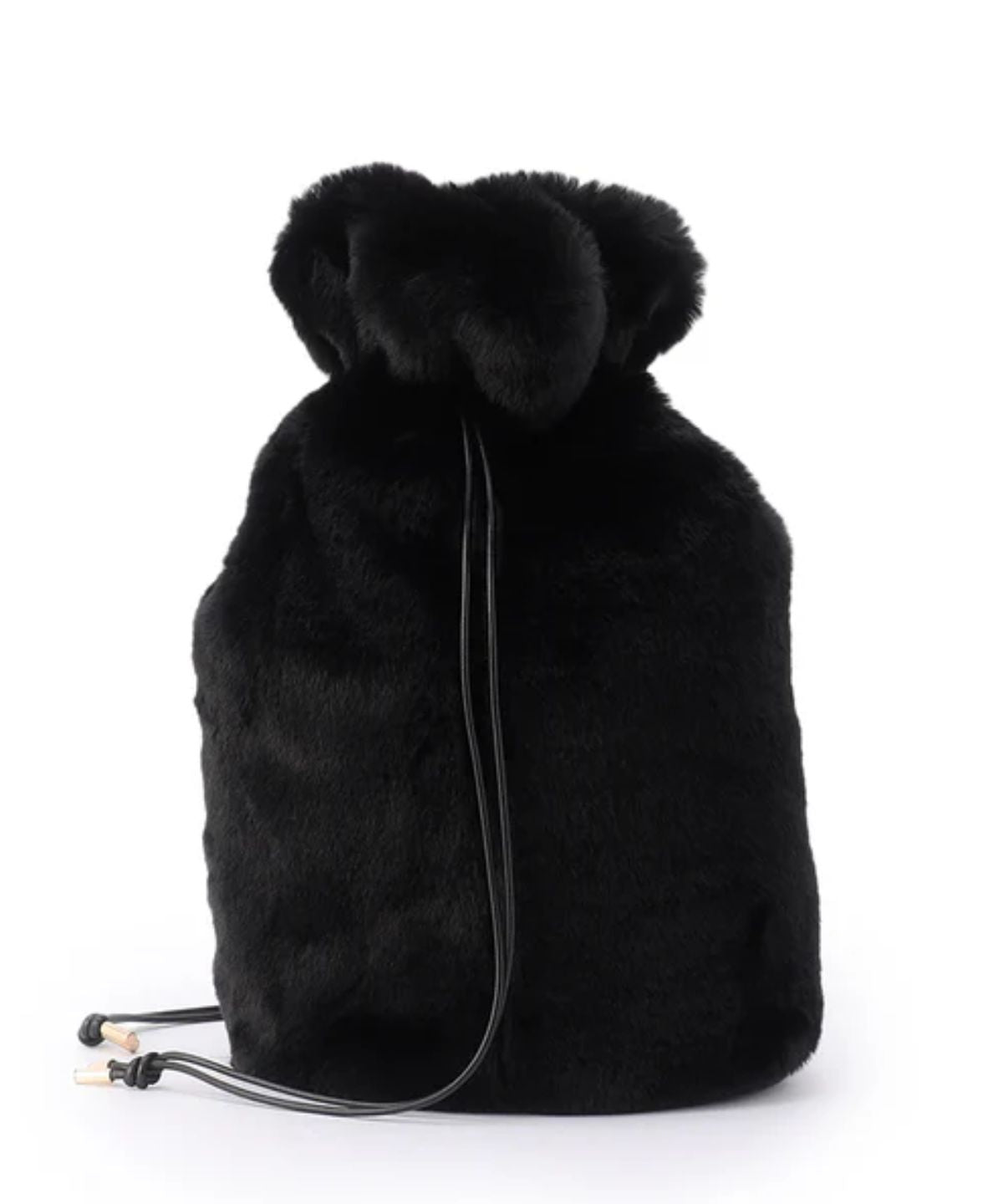 Eco Fur Drawstring Bag(Medium)BLACK