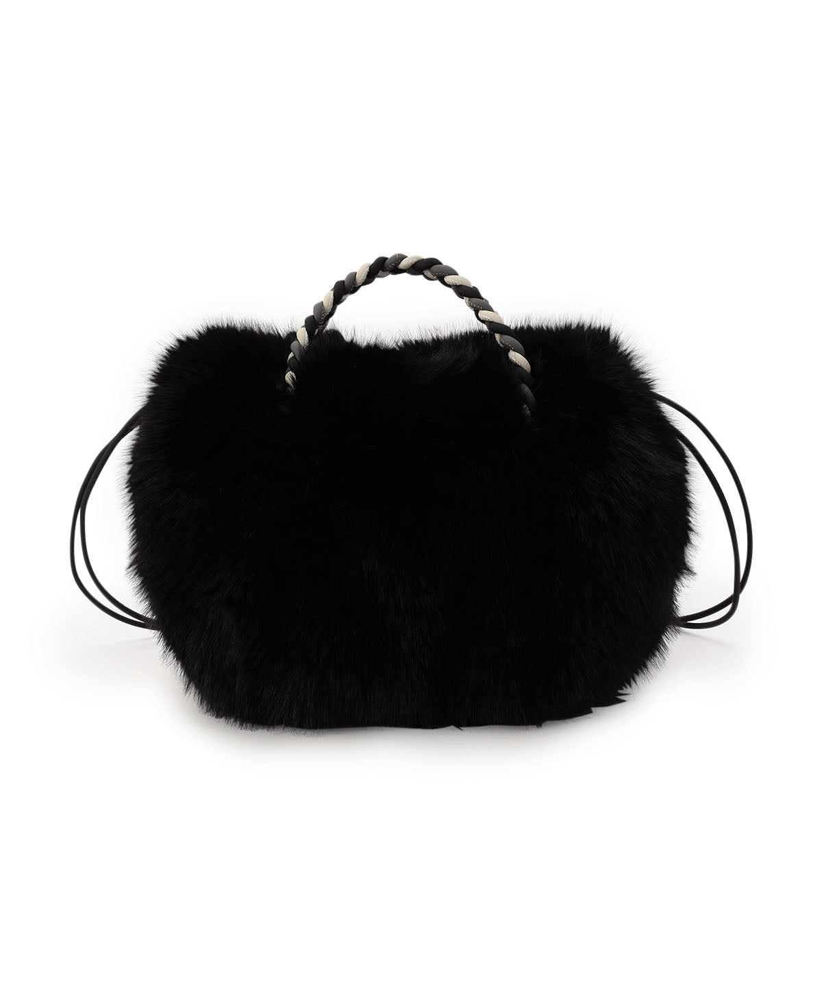 Long Fur Drawstring Bag BLACK