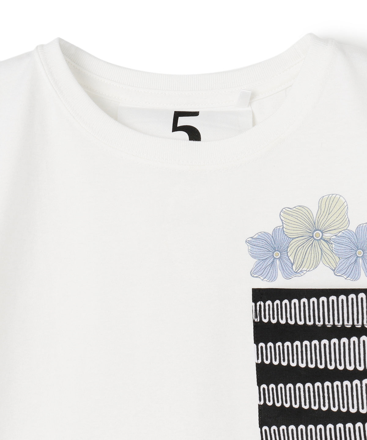 Kids Printed Pocket T-SHIRTS Flower 391 WHITE
