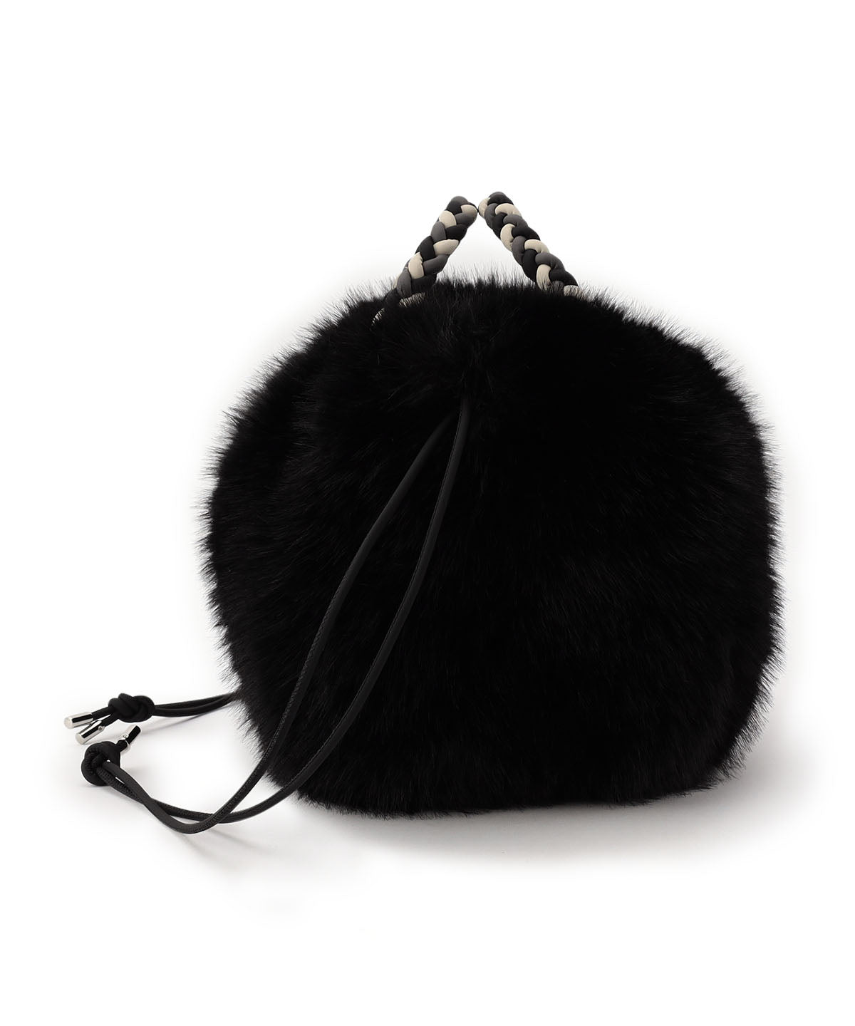 Long Fur Drawstring Bag BLACK