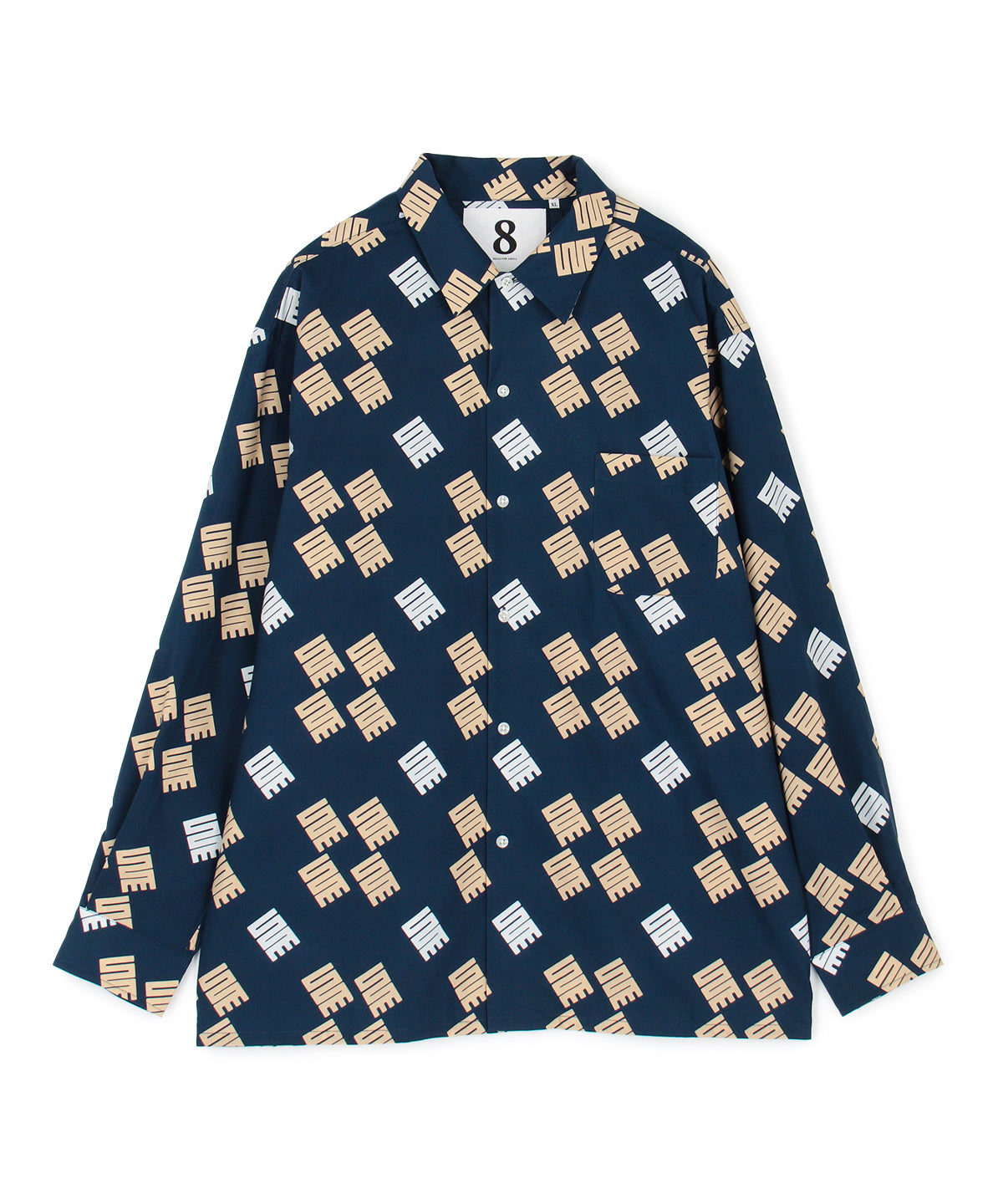 African Textile Long Sleeve Shirt NAVY