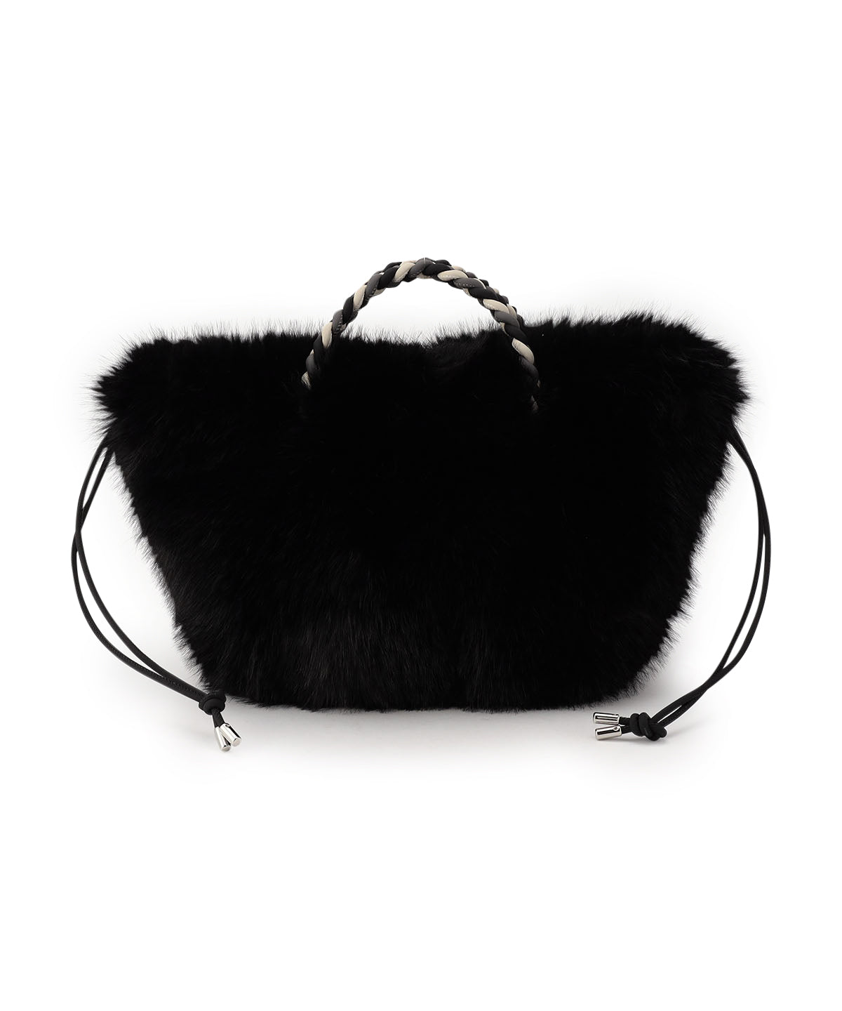 Long Fur Drawstring Bag BLACK