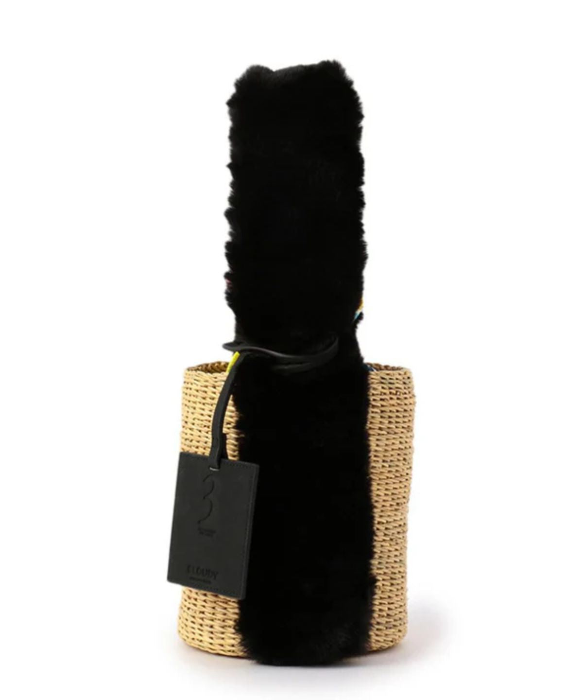 Eco Fur Handle Basket BLACK