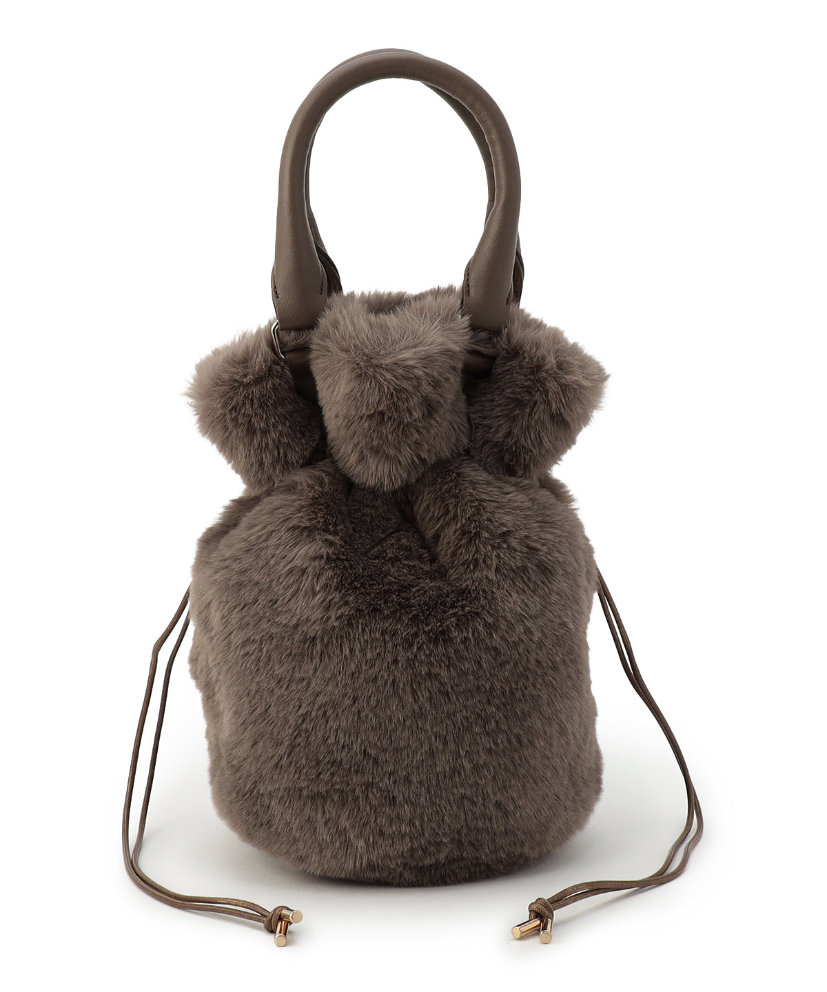 Eco Fur Drawstring Shoulder Bag GREIGE