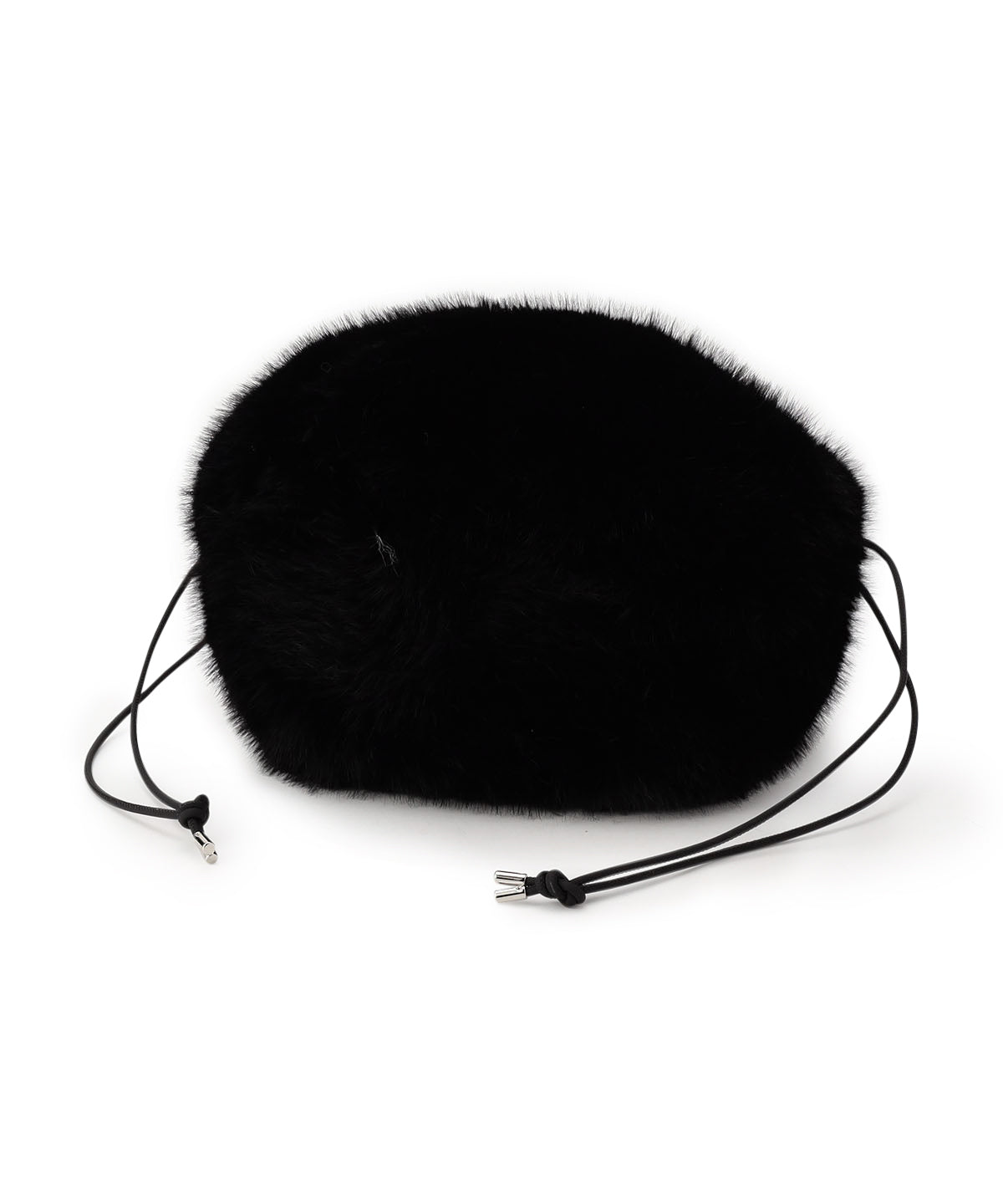 Long Fur Drawstring Bag BLACK