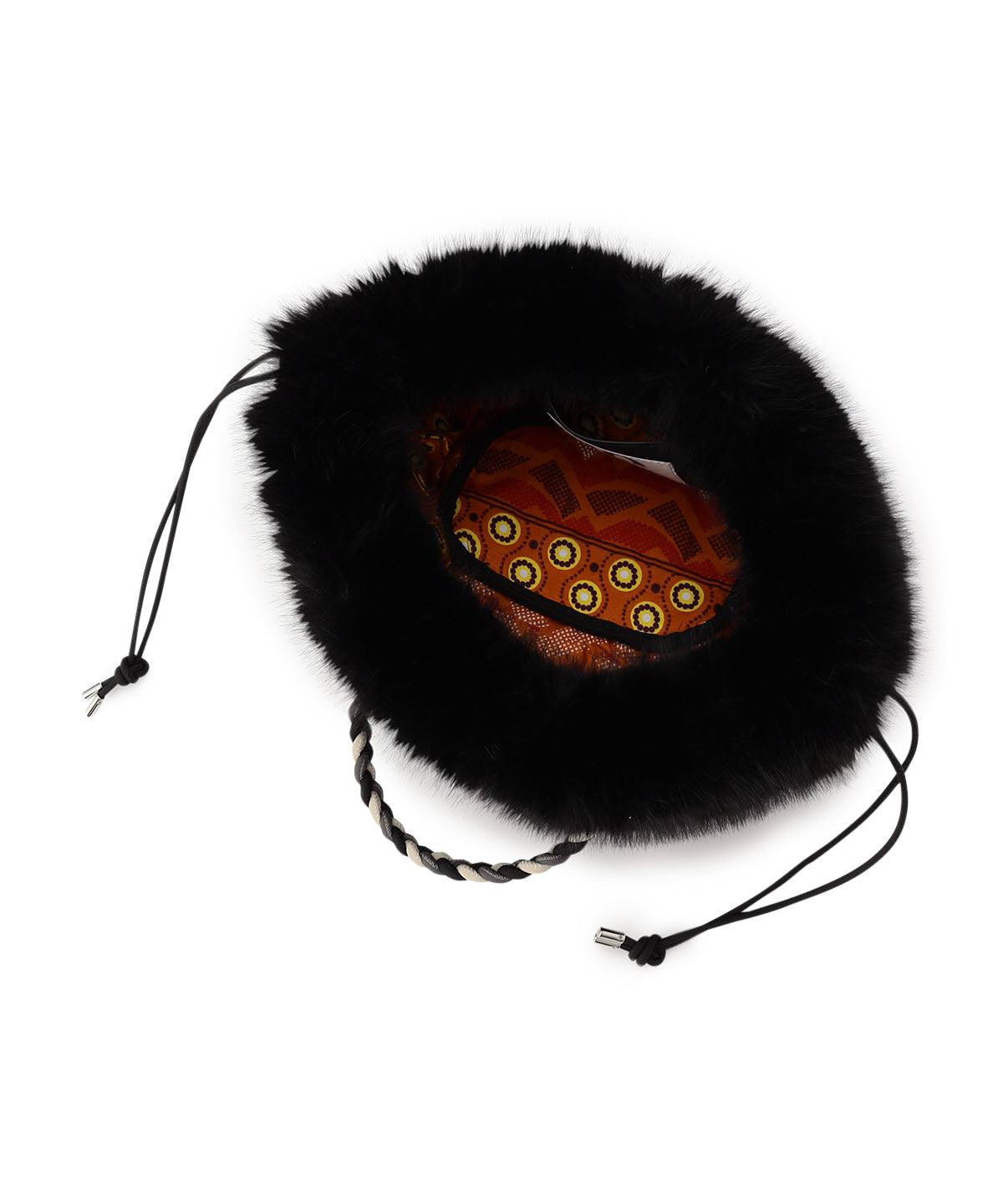 Long Fur Drawstring Bag BLACK