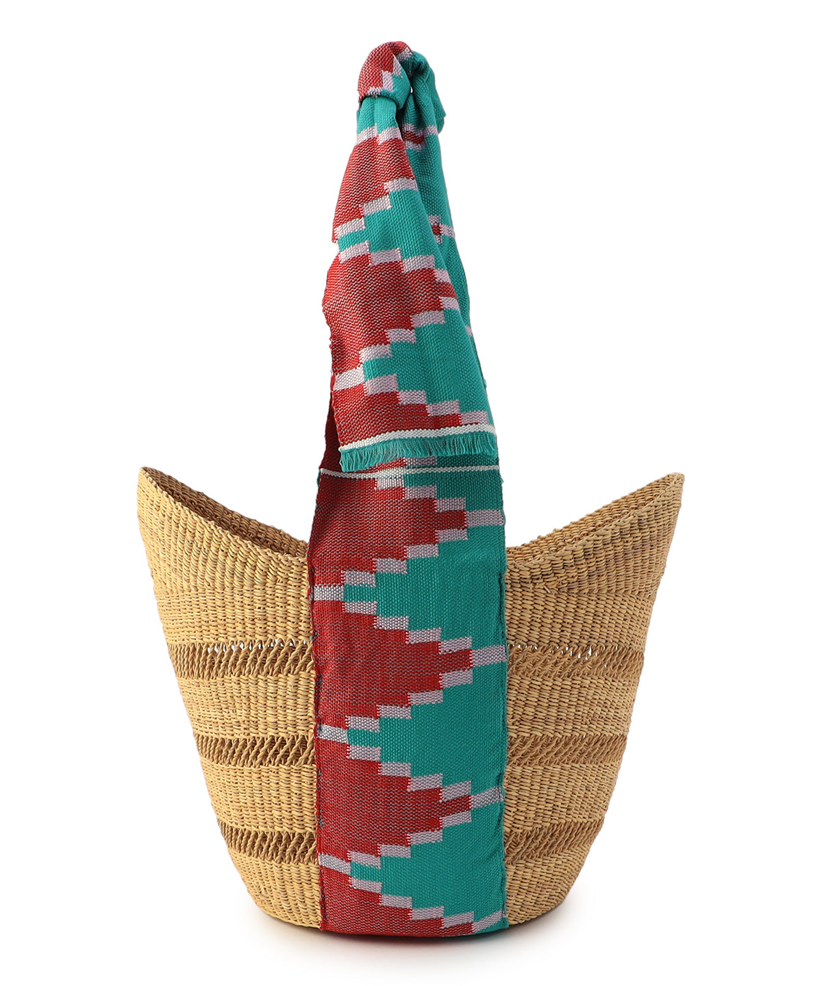 Kente Handle Wing Basket (Medium) NATURAL