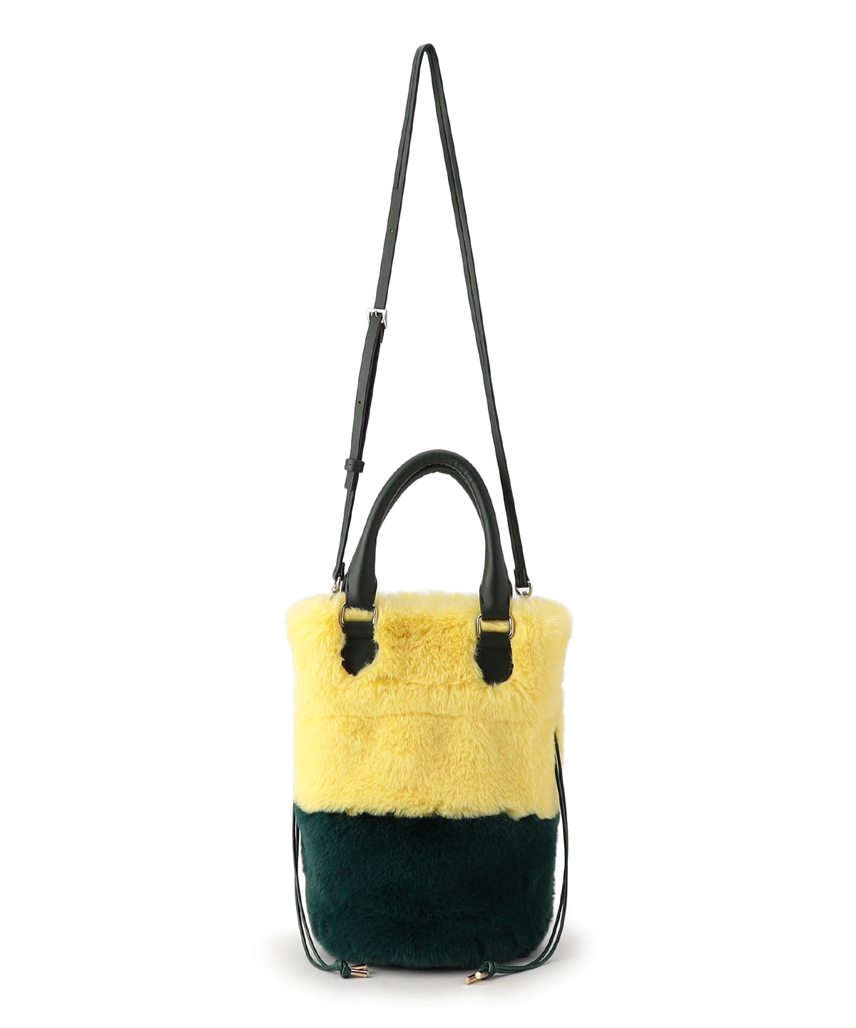 Eco Fur Drawstring Shoulder Bag YELLOW×GREEN