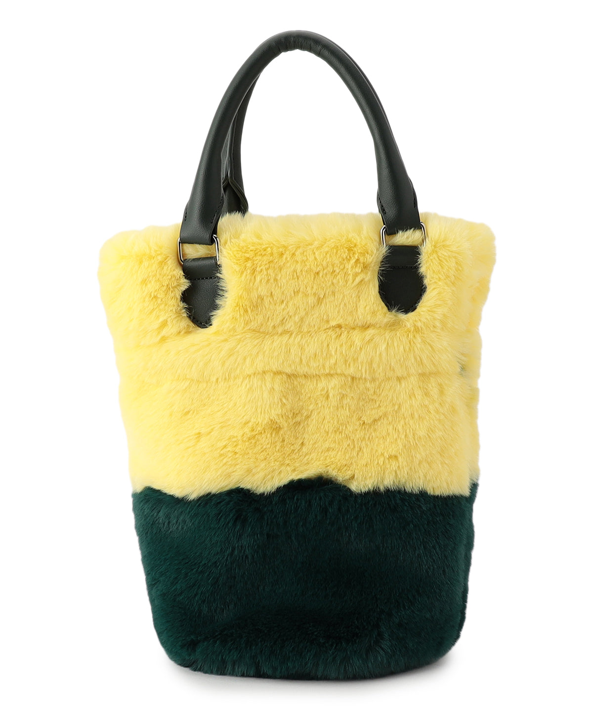 Eco Fur Drawstring Shoulder Bag YELLOW×GREEN