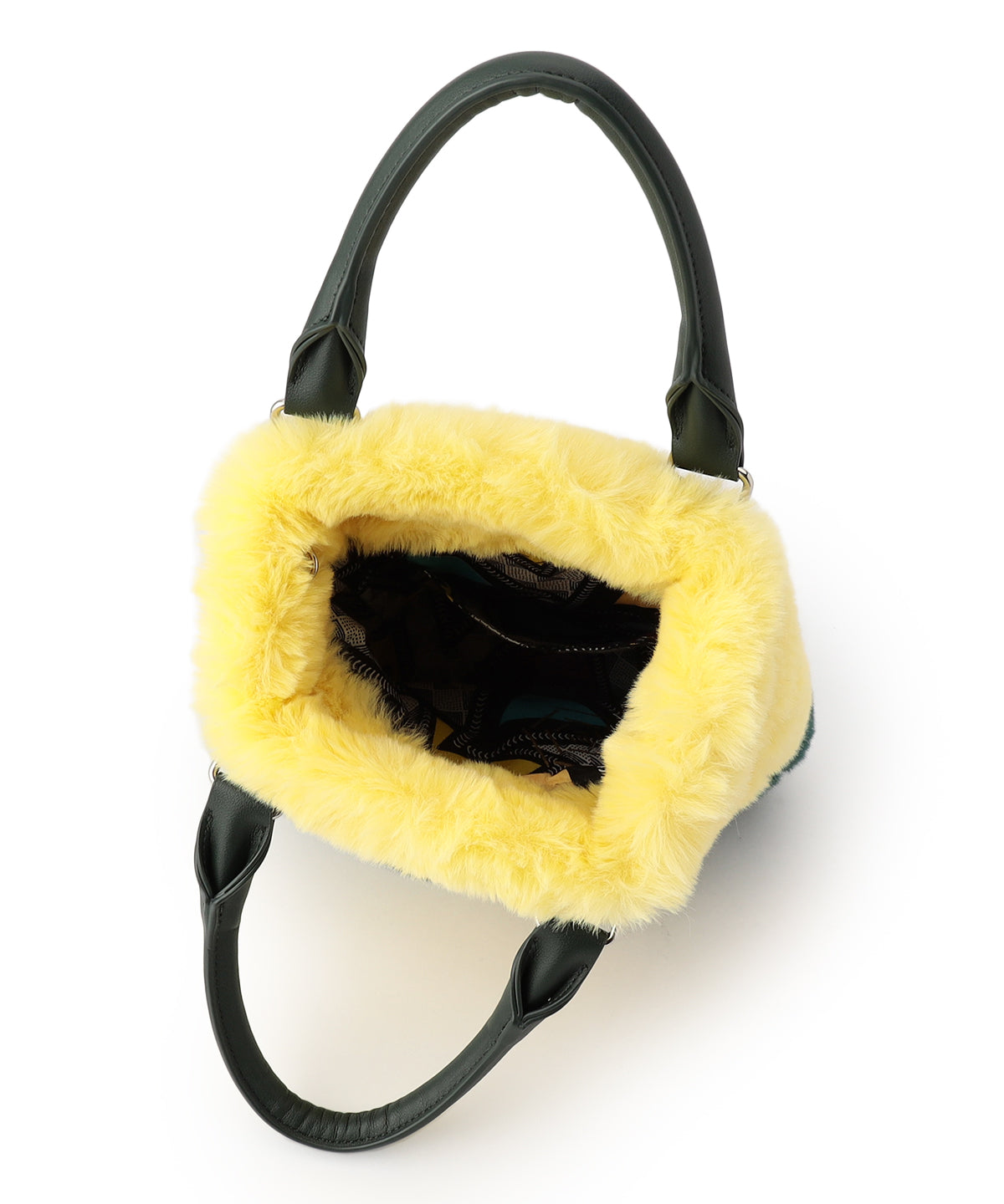 Eco Fur Drawstring Shoulder Bag YELLOW×GREEN