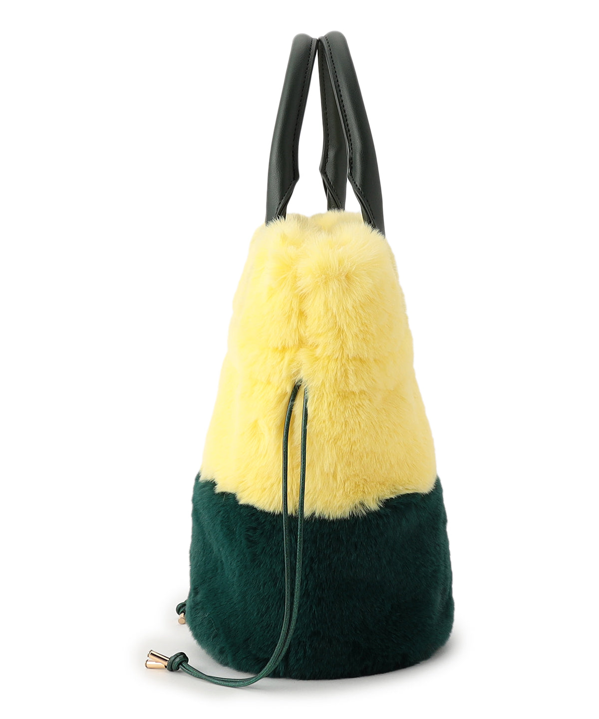 Eco Fur Drawstring Shoulder Bag YELLOW×GREEN