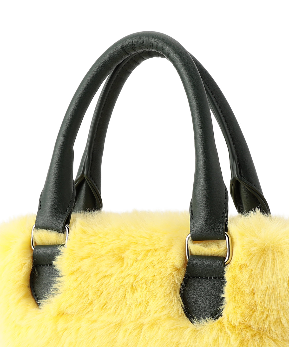 Eco Fur Drawstring Shoulder Bag YELLOW×GREEN