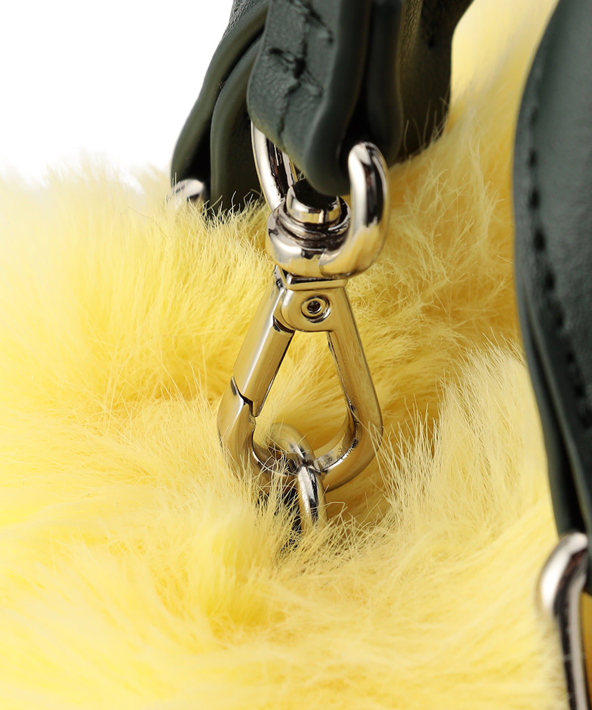 Eco Fur Drawstring Shoulder Bag YELLOW×GREEN