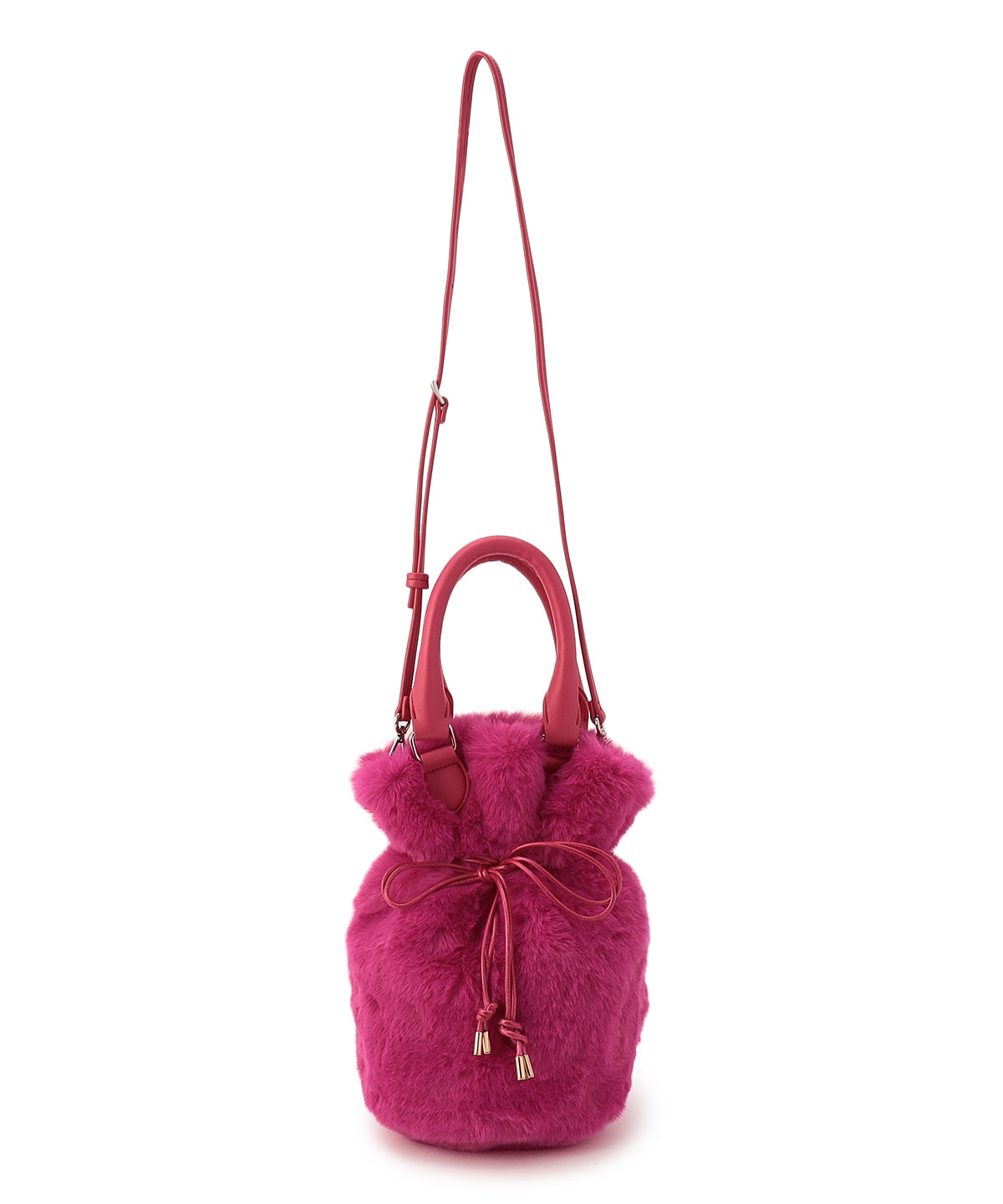 Eco Fur Drawstring Shoulder Bag PINK