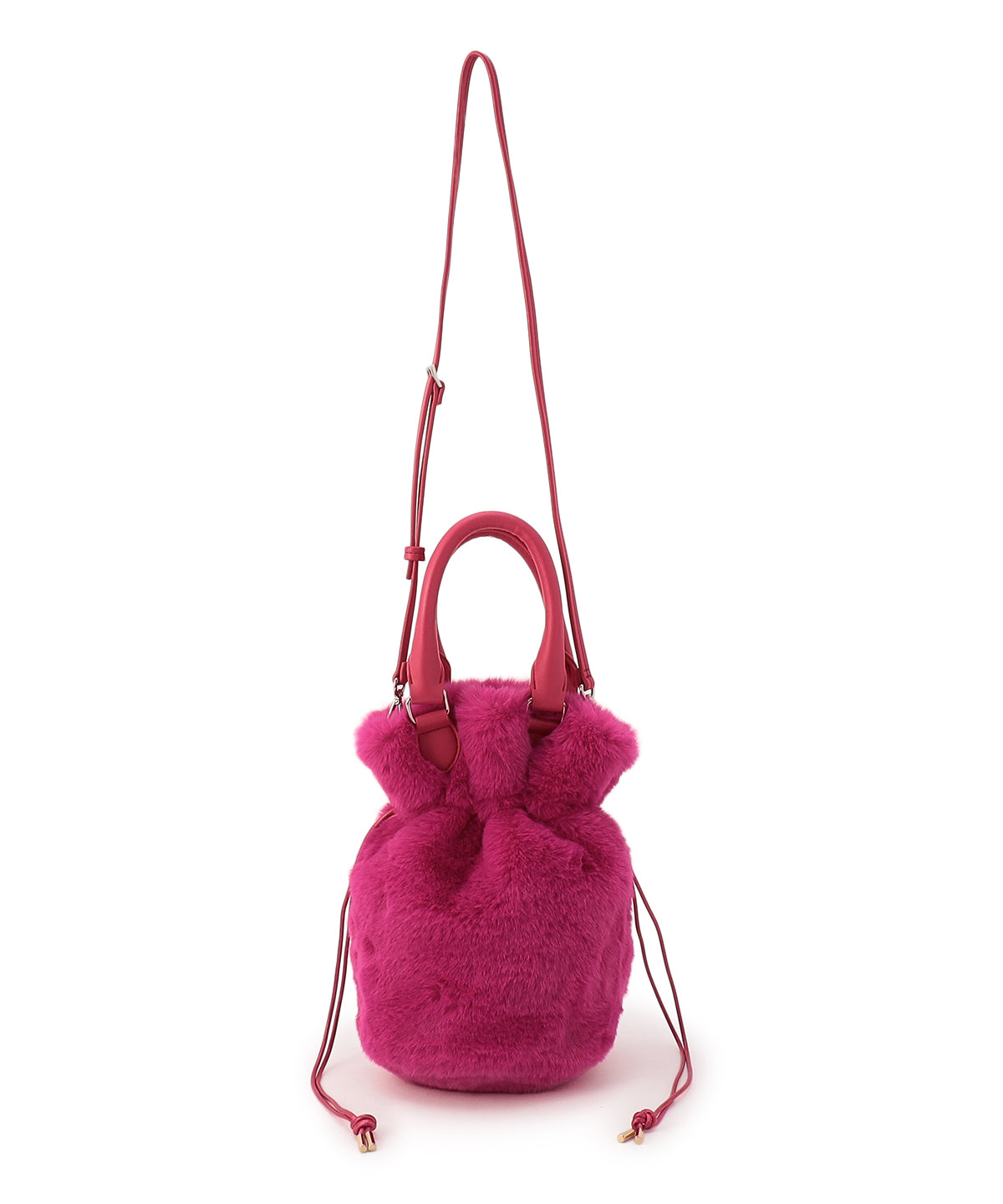 Eco Fur Drawstring Shoulder Bag PINK