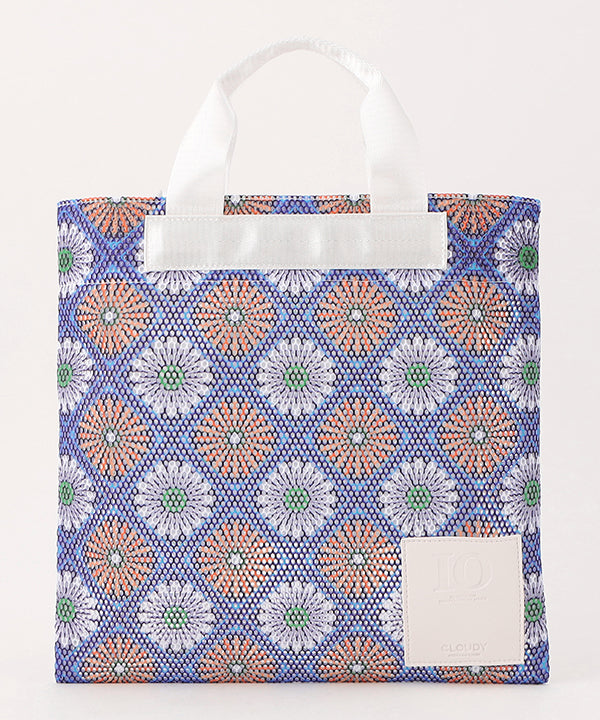 African Textile Mesh Tote Bag (Small) WHITE
