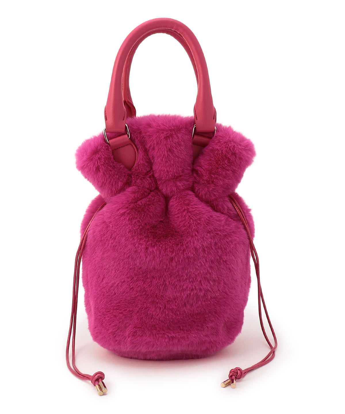 Eco Fur Drawstring Shoulder Bag PINK