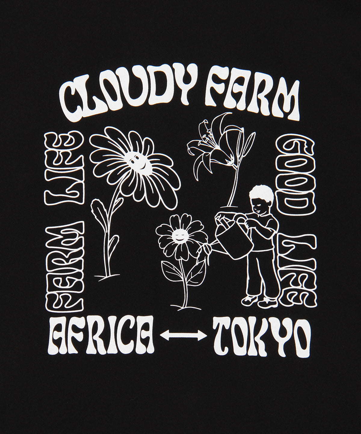 プリントロングTシャツ CLOUDY FARM ブラック