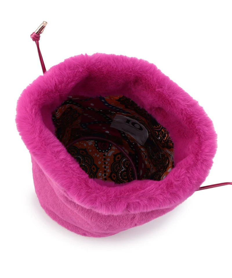 Eco Fur Drawstring Bag(Medium)PINK