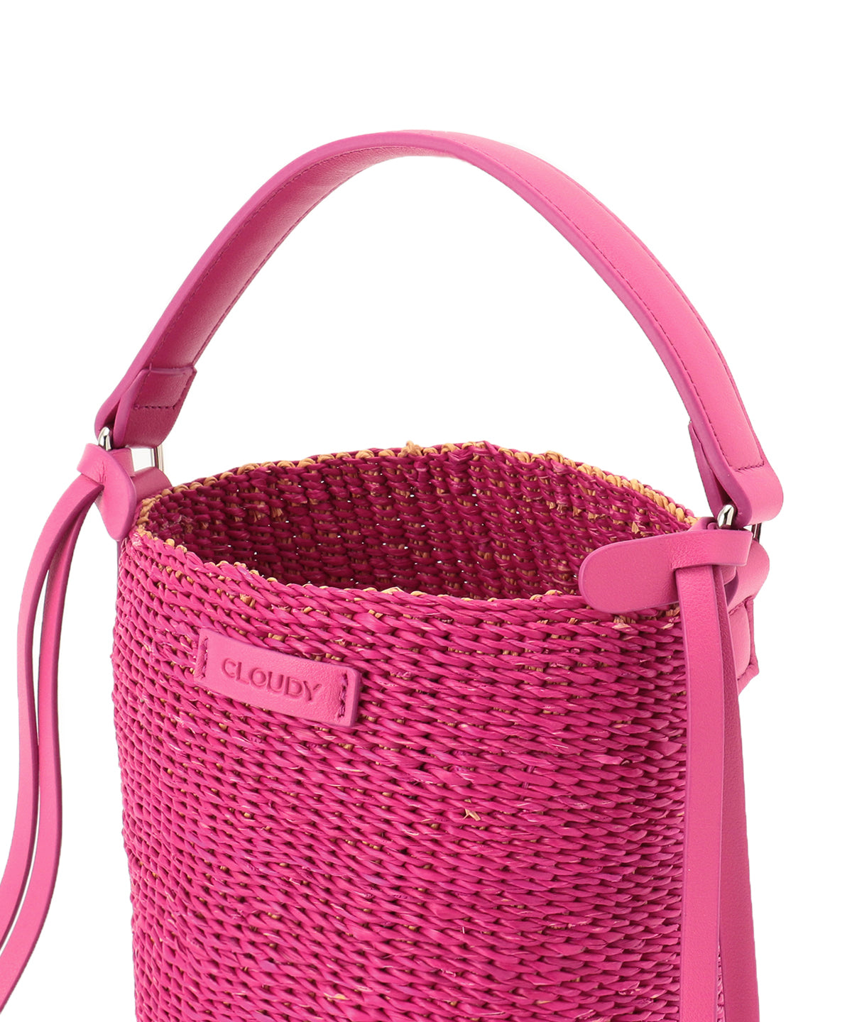 Fringed Handle Colored Tube Basket PINK × PINK