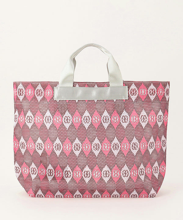 African Textile Mesh Tote Bag (Medium) SILVER
