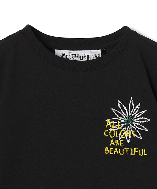 Kids Park T-shirts Embroidery Petals BLACK