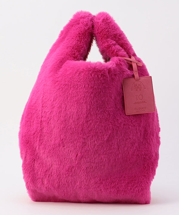 Eco Fur × African Fabric Convenience Bag  (Medium) PINK
