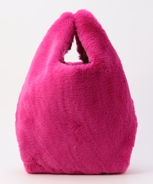 Eco Fur × African Fabric Convenience Bag  (Medium) PINK