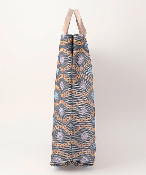 African Textile Mesh Tote Bag (Large) GREIGE