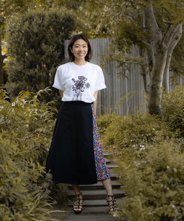 Pleated Combination Wrap Skirt BLACK×BLACK