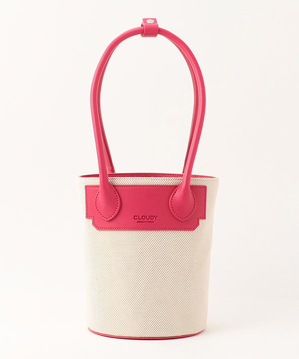 Fake Leather Handle × Canvas Tube Bag PINK