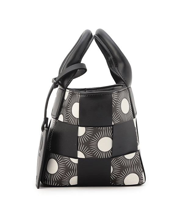 Printed Fake Leather 2Way Mesh Bag BLACK