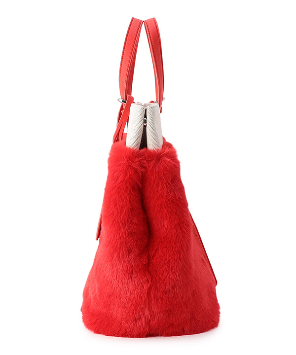 Eco Fur×Kente Tote Bag RED