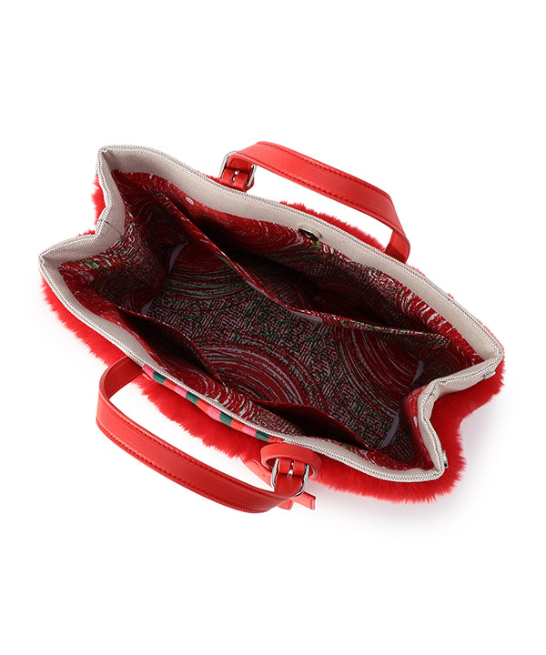 Eco Fur×Kente Tote Bag RED