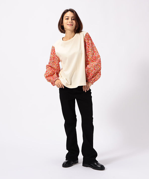 Cut and Sew Sleeves with Textile Pattern OFF WHITE