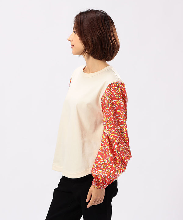 Cut and Sew Sleeves with Textile Pattern OFF WHITE