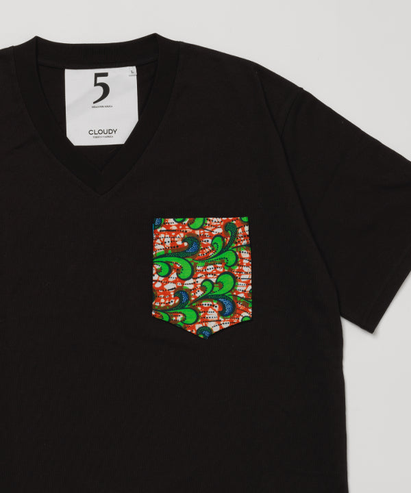 Pocket T-SHIRTS Vneck 096 BLACK