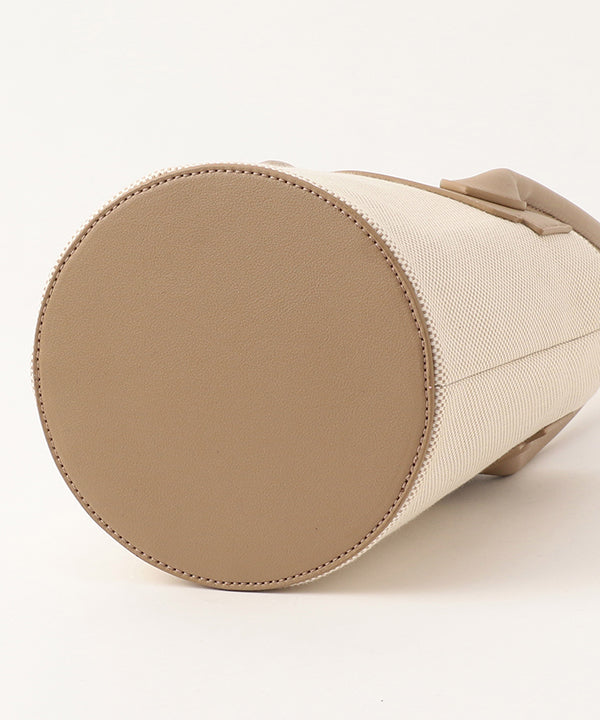 Fake Leather Handle × Canvas Tube Bag GREIGE
