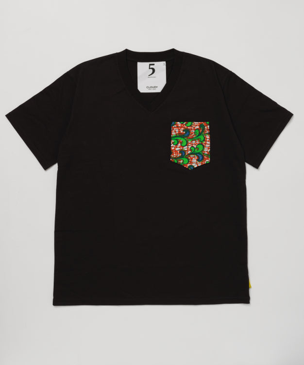 Pocket T-SHIRTS Vneck 096 BLACK