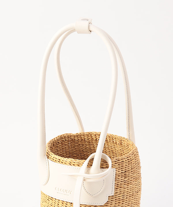 Tube Basket × Fake Leather handle WHITE