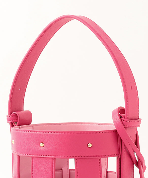 Fake Leather Mesh Tube Bag PINK