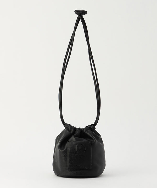 Fake Leather Drawstring Bag BLACK