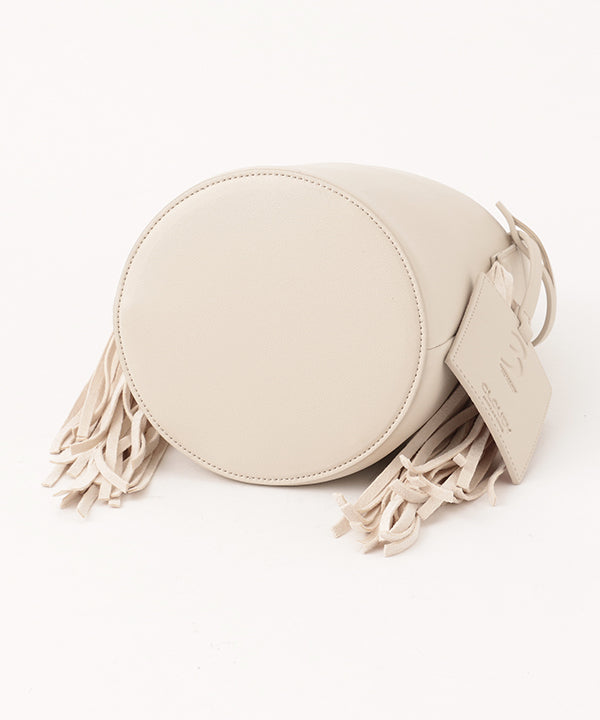 Fake Suede Fringe Handle Bag CREAM BEIGE