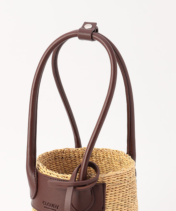 Tube Basket × Fake Leather handle BROWN