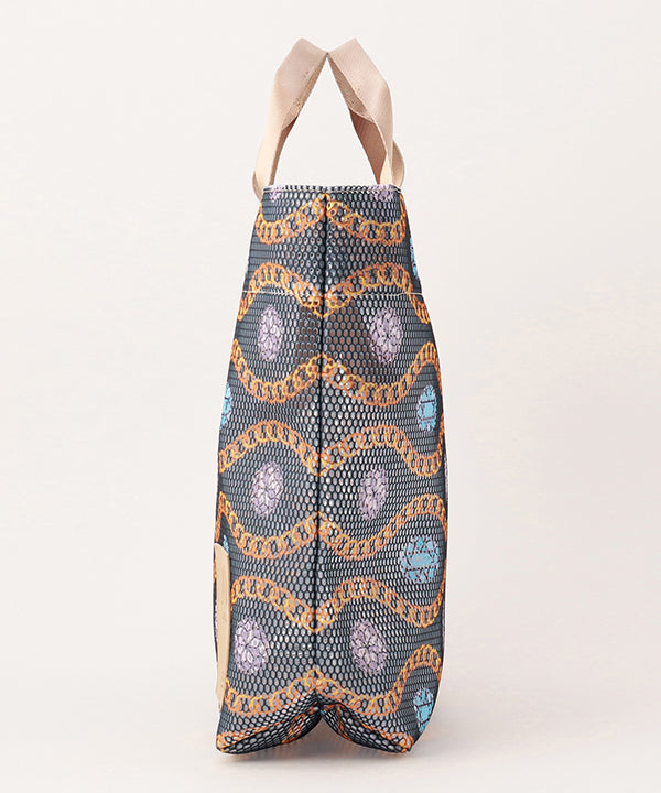 African Textile Mesh Tote Bag (Medium) GREIGE
