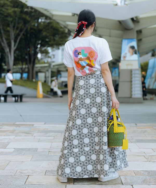 African Fabric Wrap Skirt BLACK